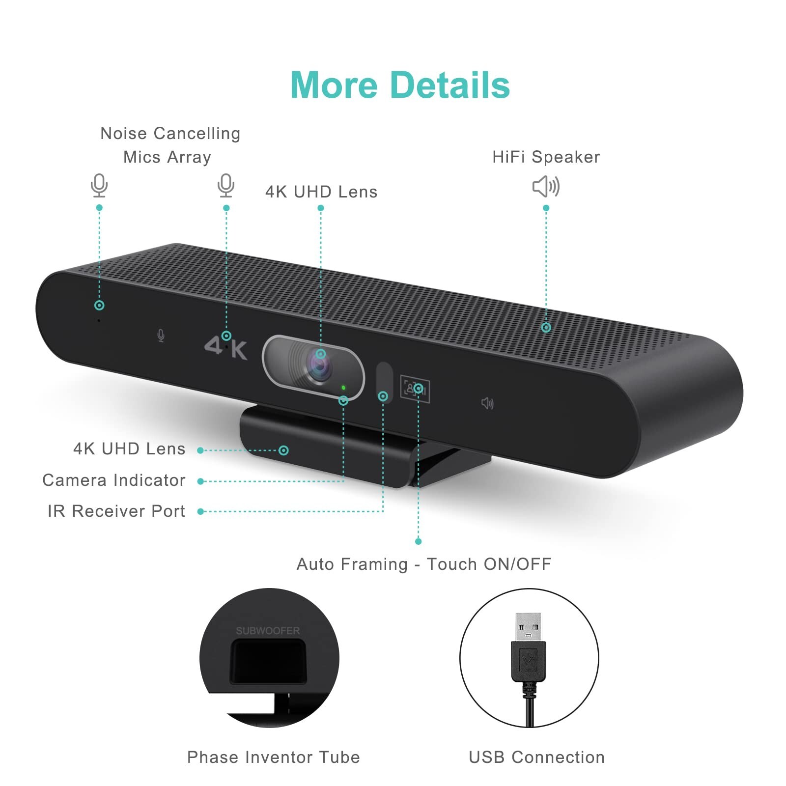 4K Pro Audio and Video Conference Room Camera with Remote Control for Windows...