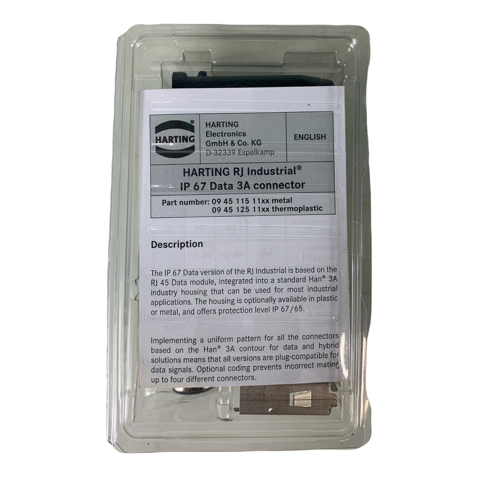 Harting IP 61 Data 3A Connector Plug 094511511xx