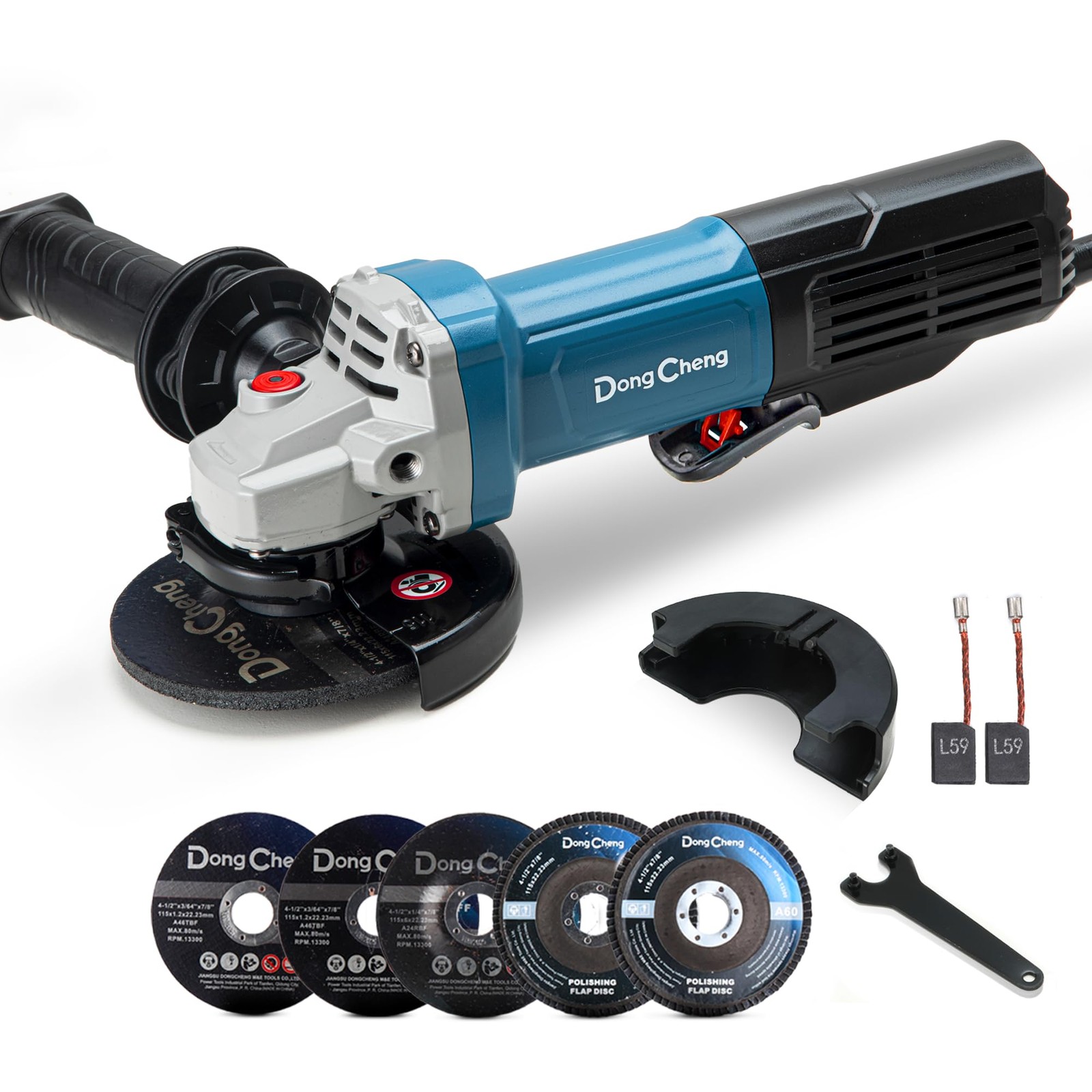 DongCheng 9.2 Amp Power Angle Grinders, 4-1/2 AMP Paddle Switch, Blue