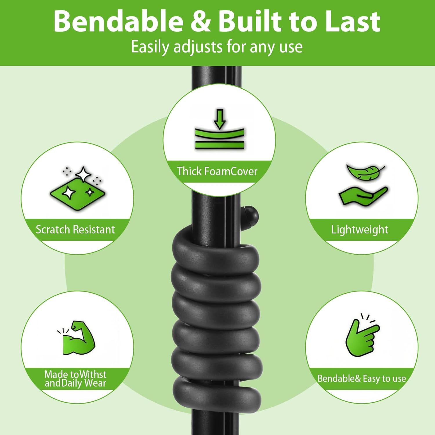 4 Pack Bendable Cane Holder - Cane Holder with Fixation Grabber Hook Attachments