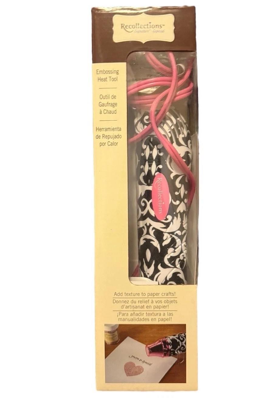 Recollections Heat Embossing Damask Patterned tool pink and black Used Once