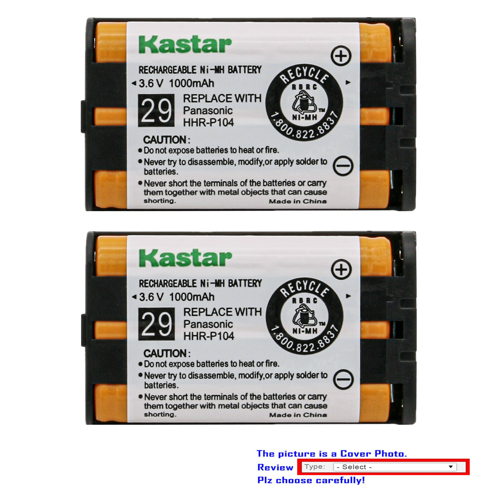 Kastar HHR-P104A Battery for Panasonic KX-THA11 KX-THA12 KX-THA17 KX-THA19S