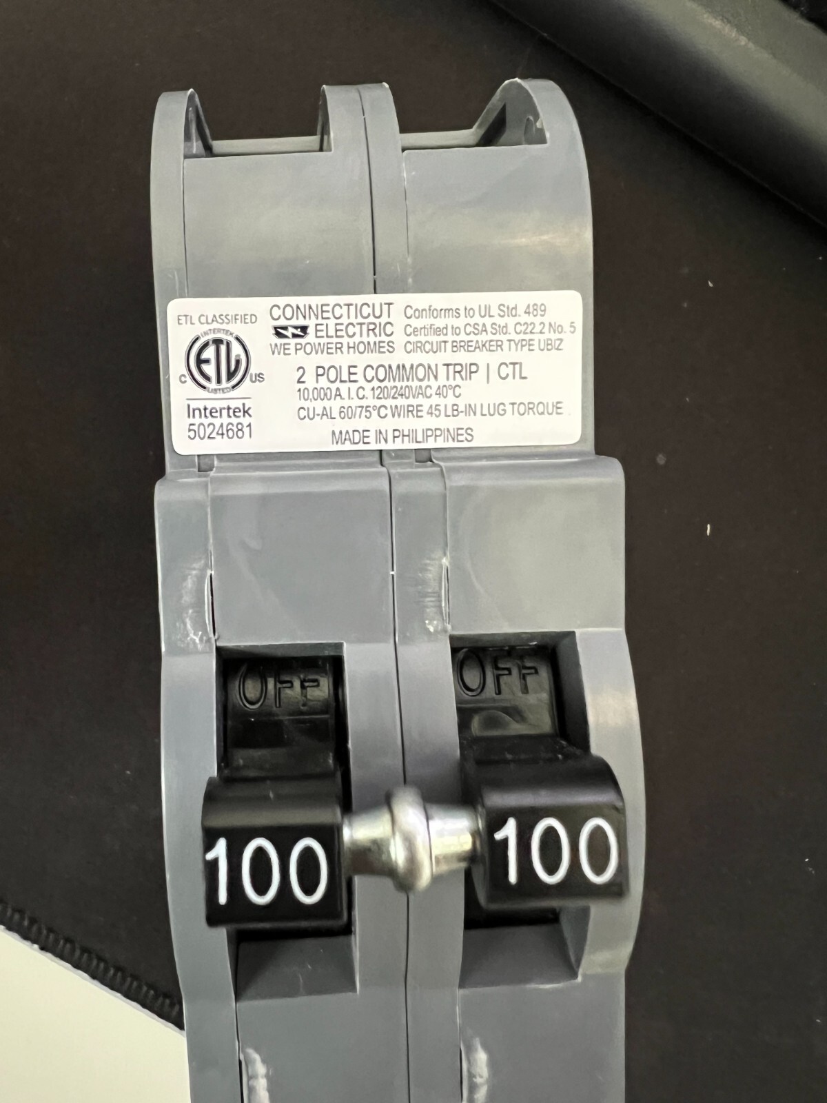 Zinsco QCAL100 100A 2-Pole Circuit Breaker