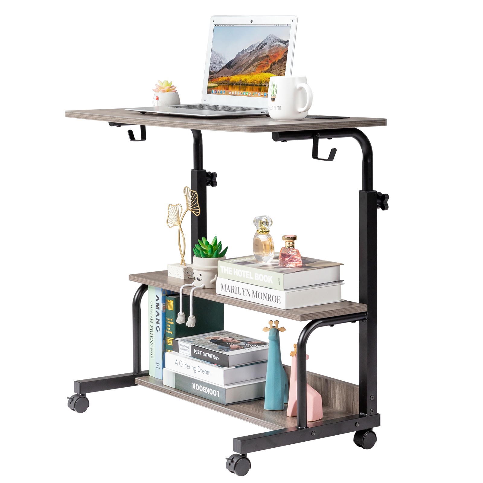 Grey Oak Particle Board with Melamine Coating Adjustable Computer Desk