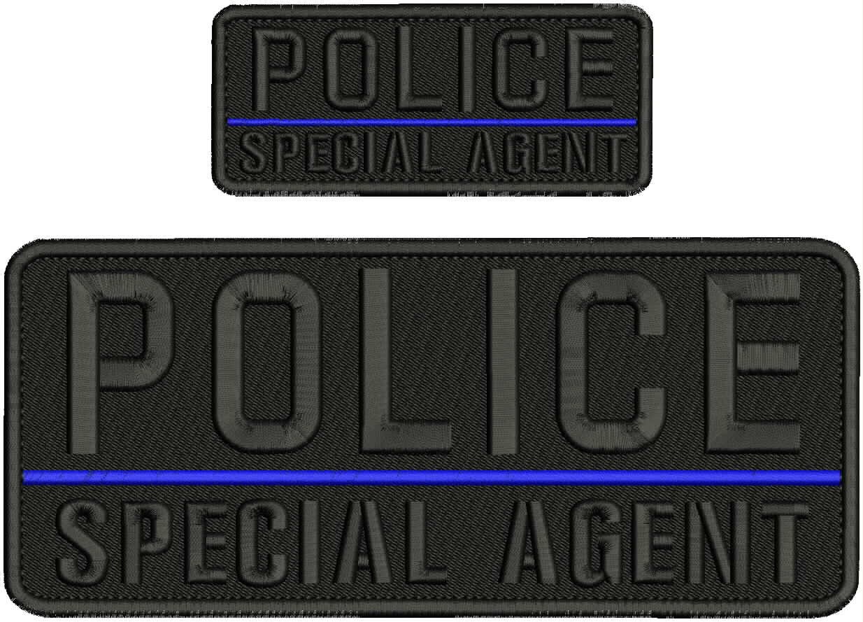 Collectible Embroidery Patch Police S Agent 10x4''And 5x2 hook on back All Black