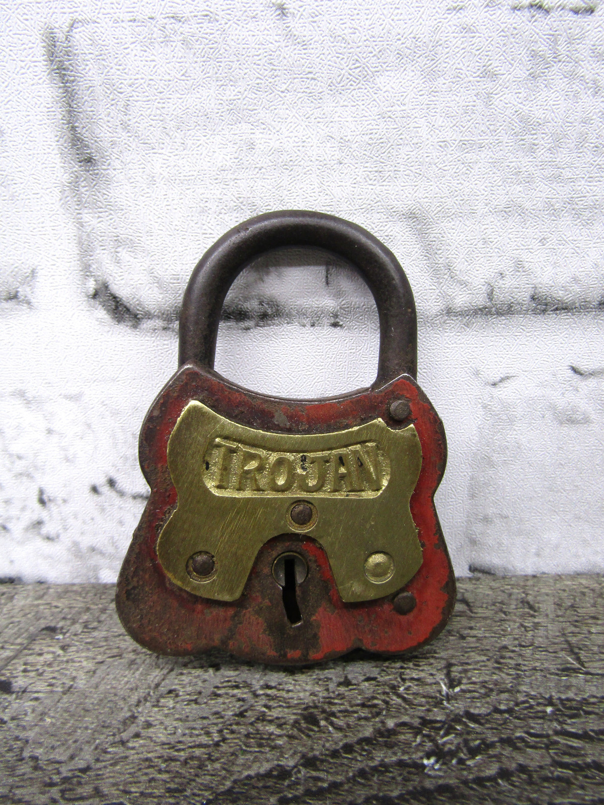 Vintage TROJAN Brass and Steel Padlock Key Not Included