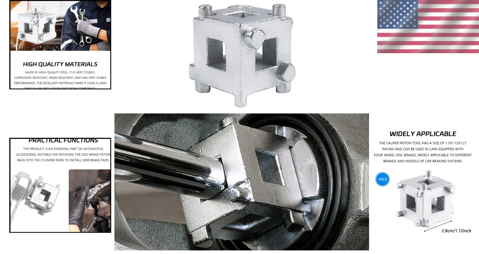 Car Brake Caliper Compression Tool Universal Steel Brake Piston Compressor Kit