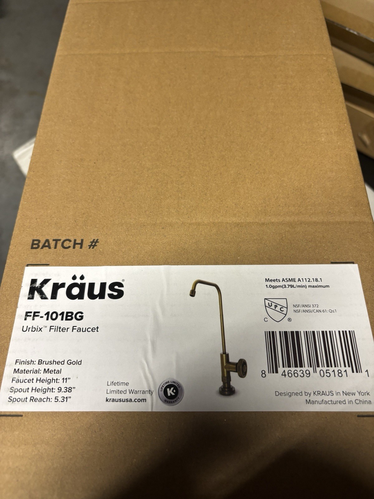 KRAUS Urbix 100% Lead-Free Kitchen Water Filter Faucet in Brushed Gold, FF-101BG