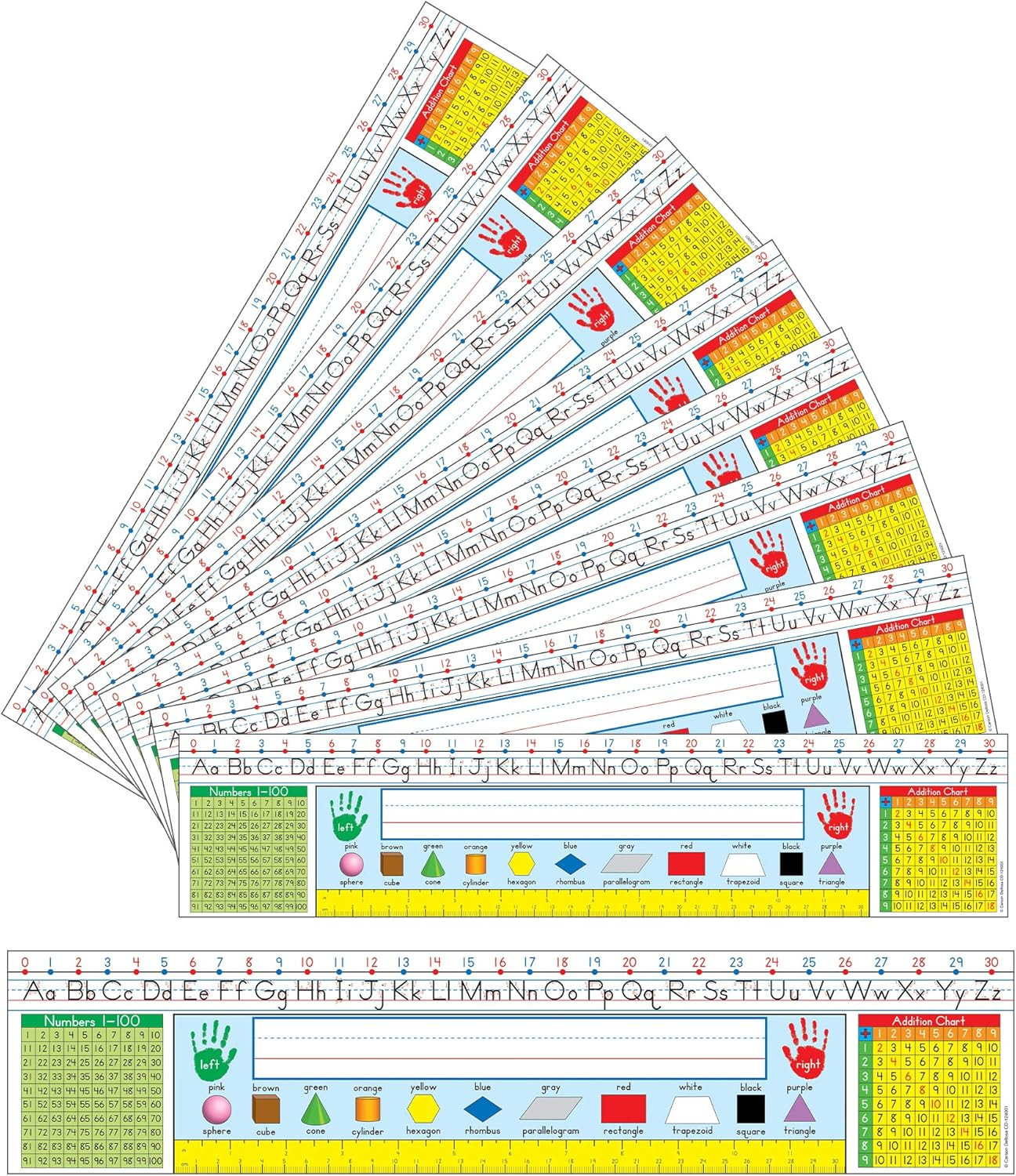 36 PC Traditional Name Plate Nametags With Alphabet Number Addition & 100 Chart