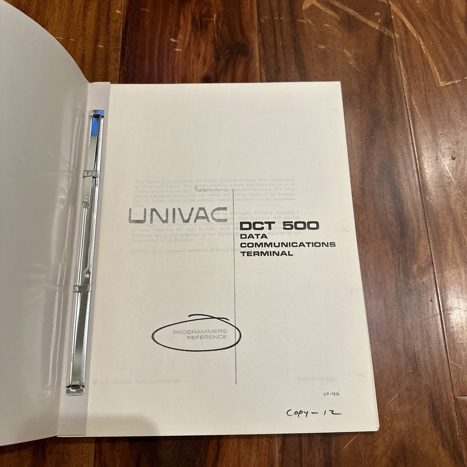 Univac DCT 500 Data Communications Terminal Programmers Reference