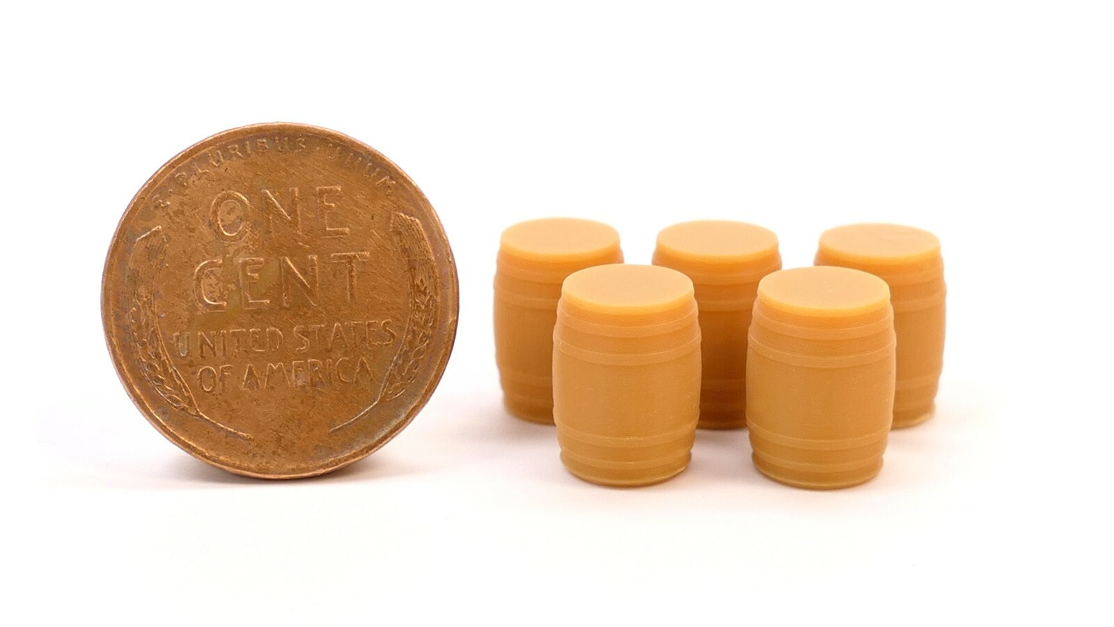 USA Made HO Scale Wood Whiskey Barrel - 5 Pack - Brown 870842