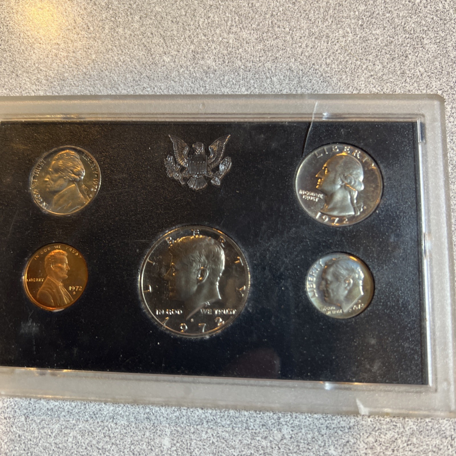1972-S Clad Proof Set 5 Coins Crack Lens