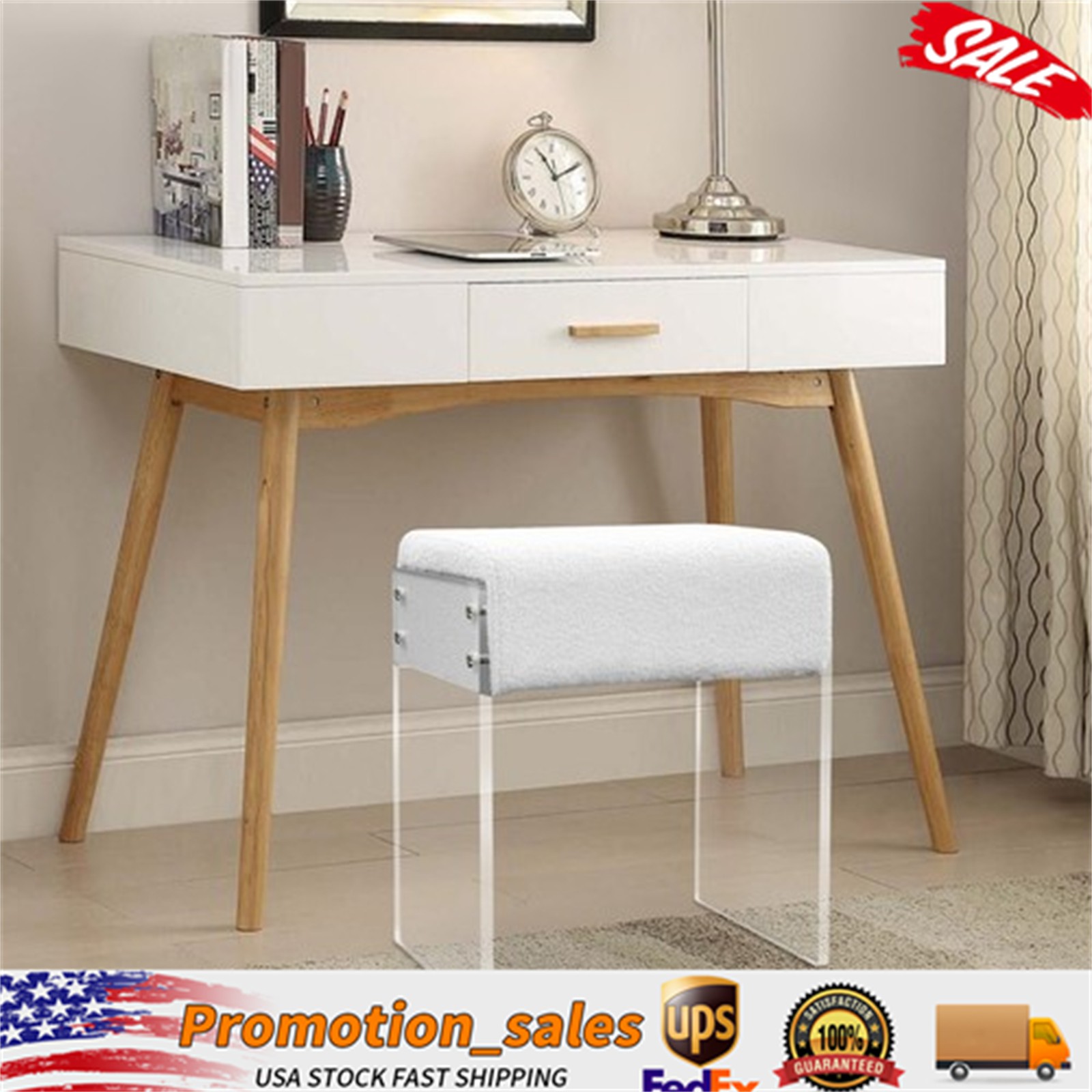 Makeup Stool Modern Minimalist Multi-functional Vanity Acrylic Chair w/ Cushion