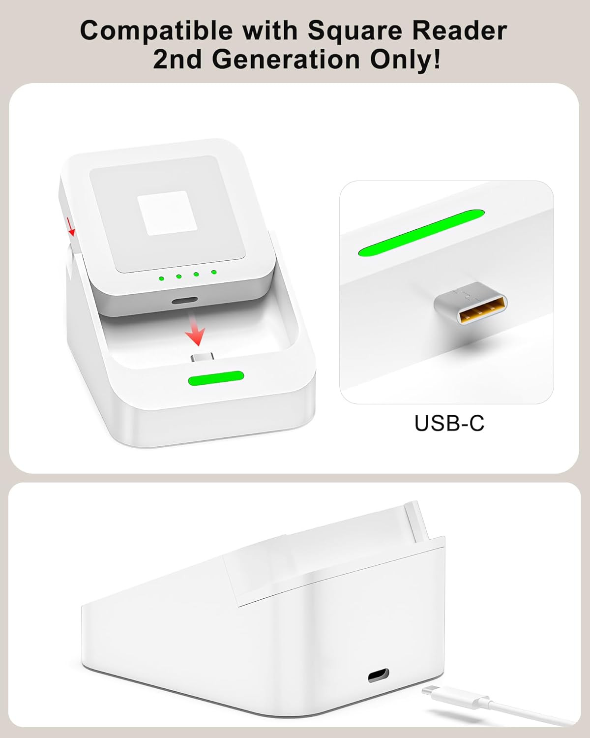 Reader Dock for Square Card Reader 2Nd Gen, Holder Stand for Square Reader 2