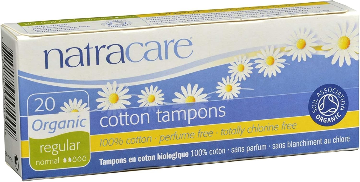20 Organic Cotton Tampon No Applicator Regular- 5 Boxes