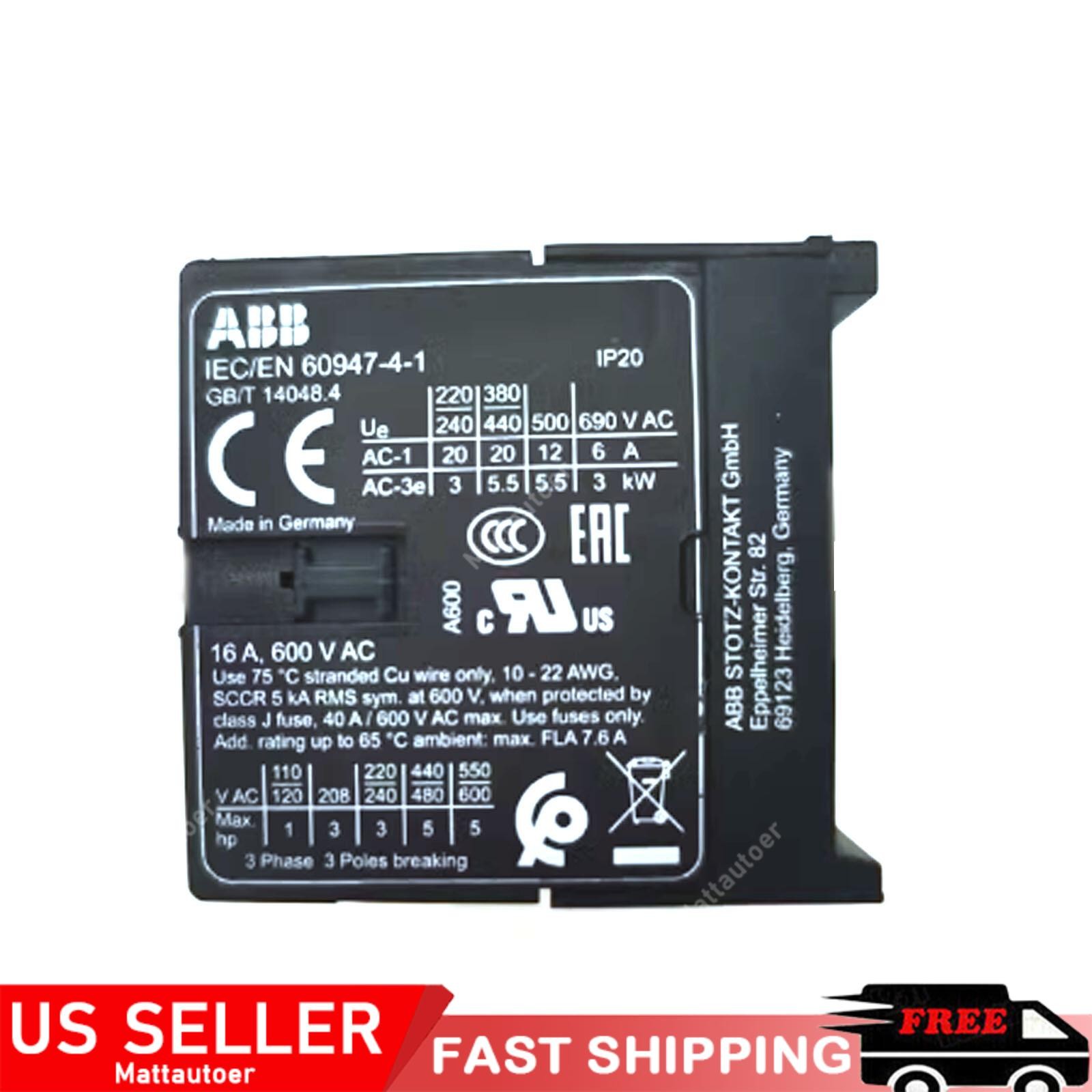 ABB IEC/EN60947-4-1 Contactor New In Box US Free TAX