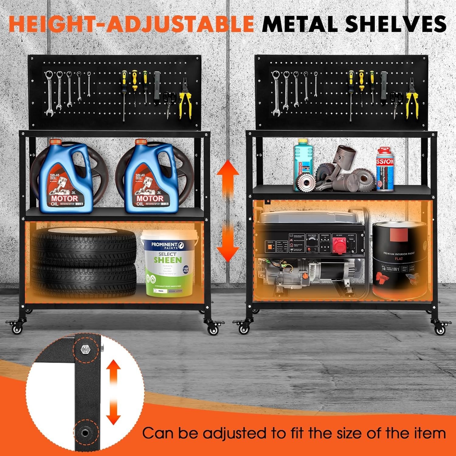 Sturdy Mobile Work Table with Lockable Wheels & Ample Storage Solutions - 600LBS