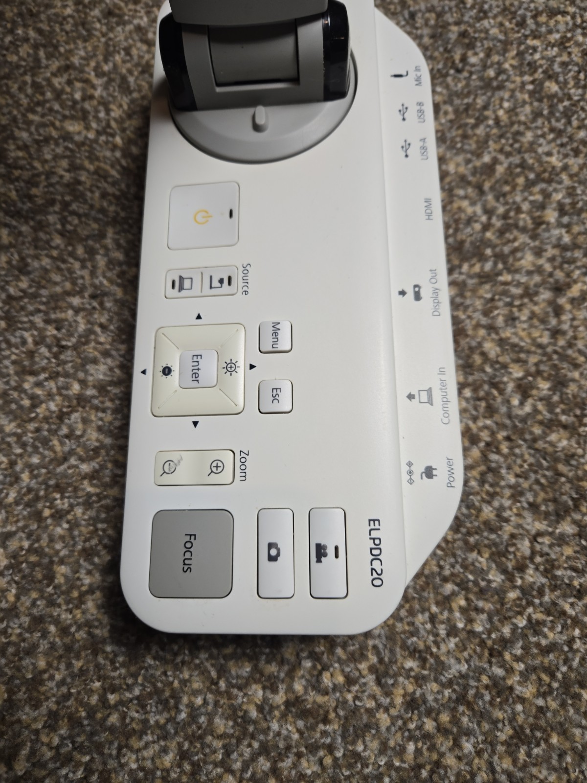 Epson ELPDC20 Presentation Document Camera - NO POWER SUPPLY, UNTESTED!
