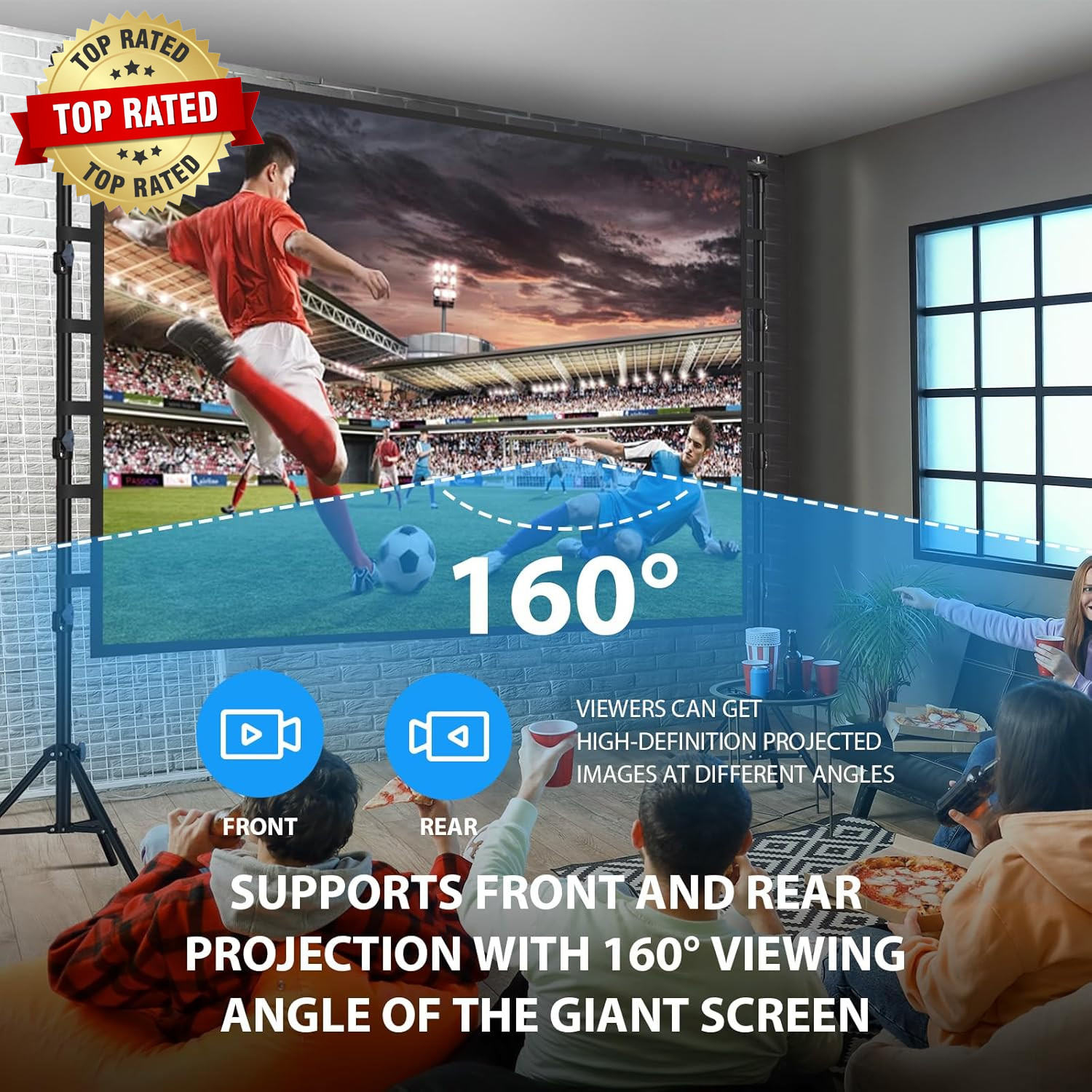 200 Inch Projector Screen with Stand: 16Ft Portable Large Projection Screen and