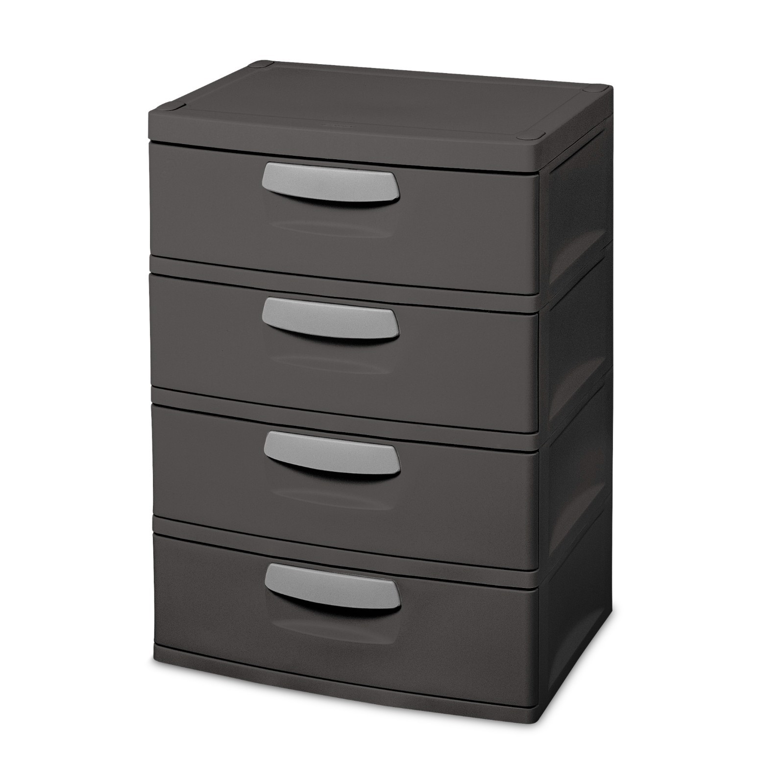 Sterilite 4-Drawer Storage Unit Durable Plastic for Garage, Basement - Dark Gray
