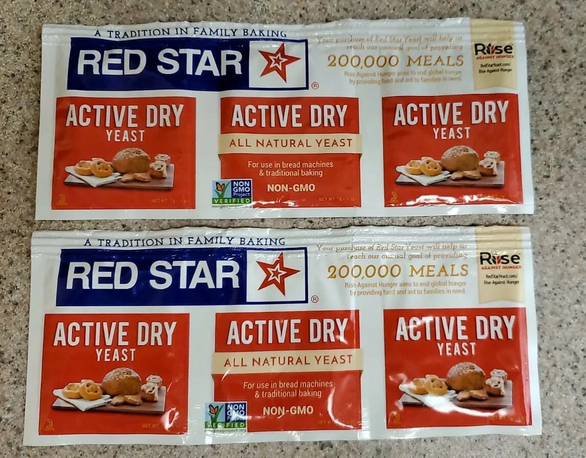2 Strips Red Star Active Dry Yeast All natural(6 Packs Of 1/4 Oz)