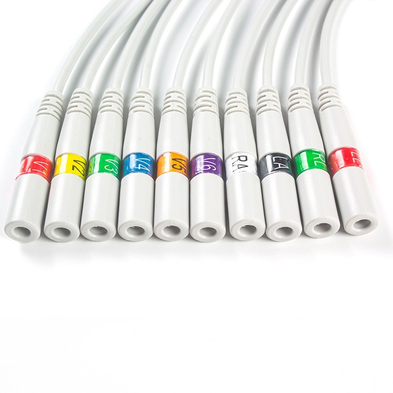 Banana To Snap Pigtail ECG Adapters Cable 10pcs Per Bag AHA 30cm 0.98Feet