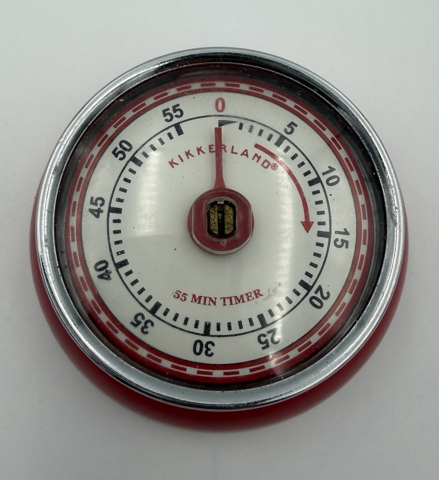Kikkerland Retro 55 Minute Timer Mechanical Magnetic Copper Chrome Kitchen