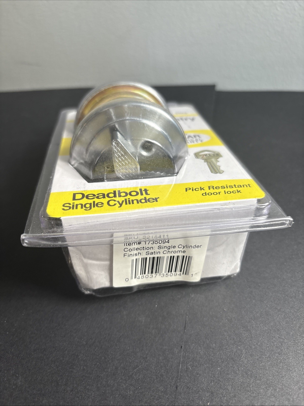 Atlas Home Security Deadbolt Single Cylinder Satin Chrome
