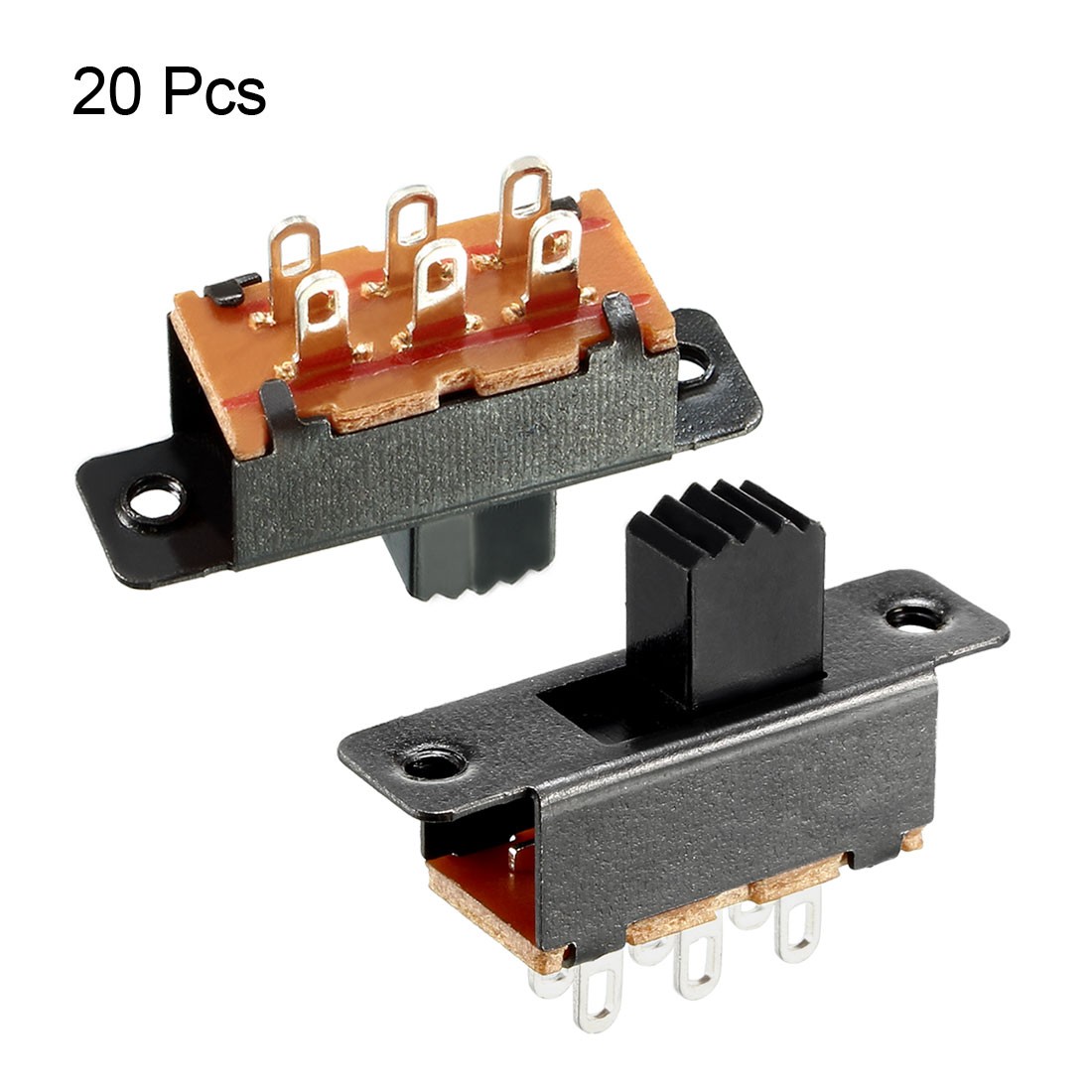 20Pack 6mm Vertical Slide Switch DPDT 2P2T 6 Terminals PCB Panel Latching