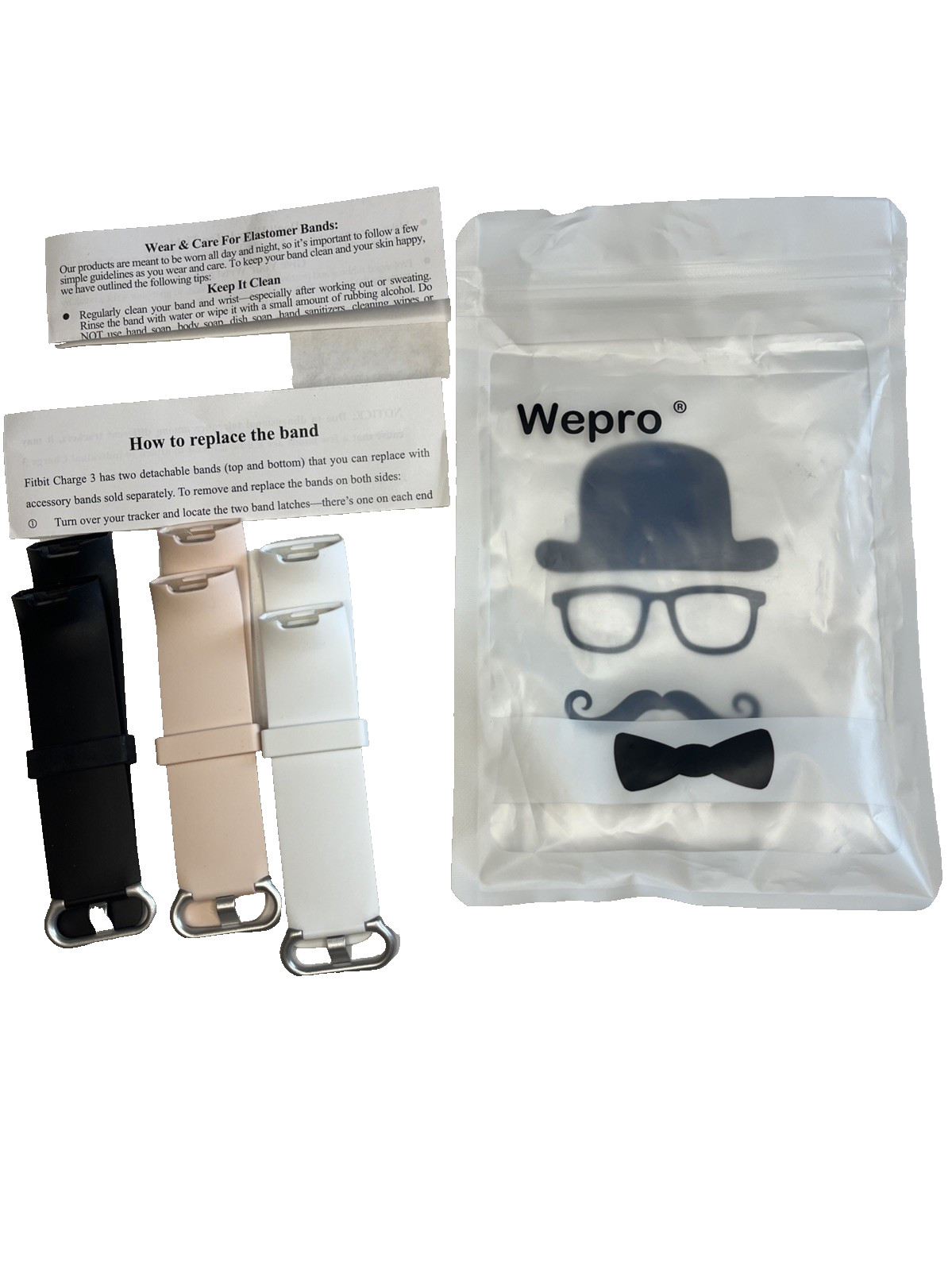 Wepro Replacement Bands For Fitbit Charge 3 Set Of 3 Black Pink White Silicone