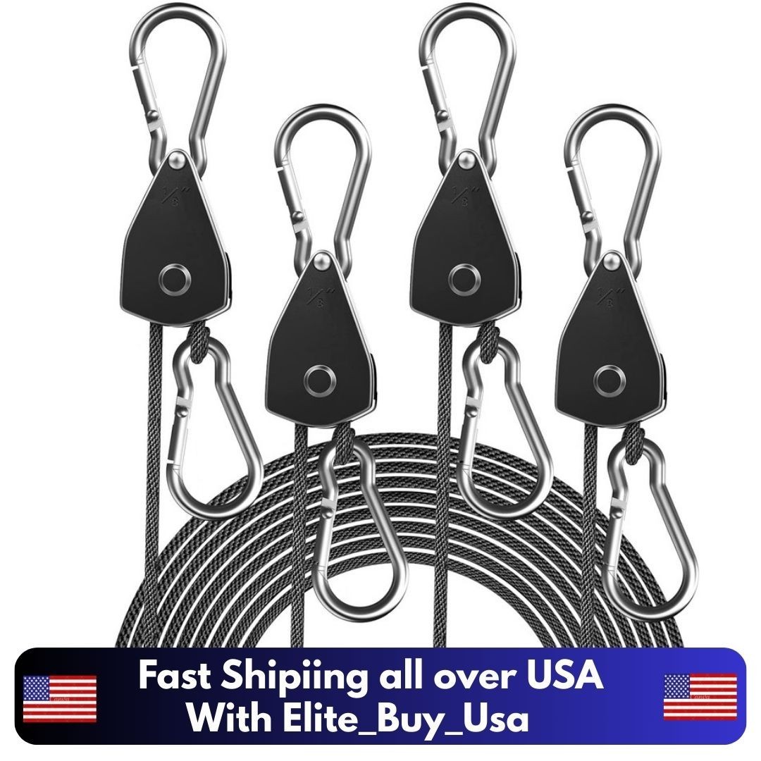 4-Pack 1/8" Adjustable Rope Hanger, Heavy Duty Ratchet Tie down Strap