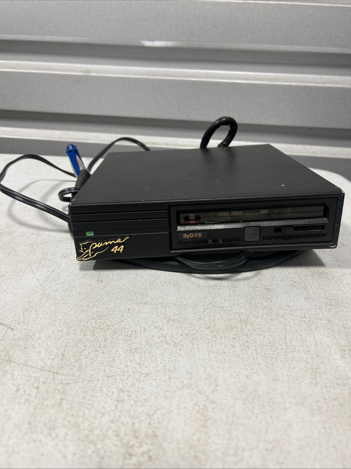 Vintage SyDOS Puma 44 External Cartridge Drive Powers On w/ Cartridge PARTS ONLY