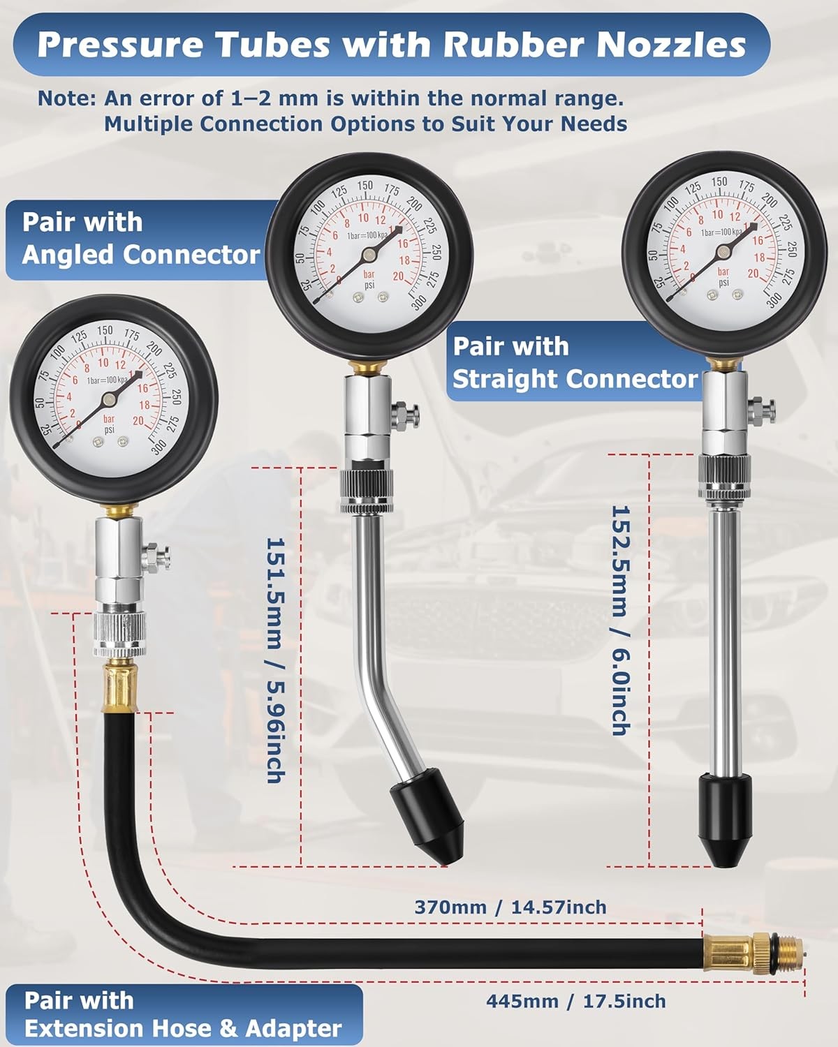 Engine Cylinder Compression Gauge Tester Kit Gas Engine Diagnostic Testing Tool