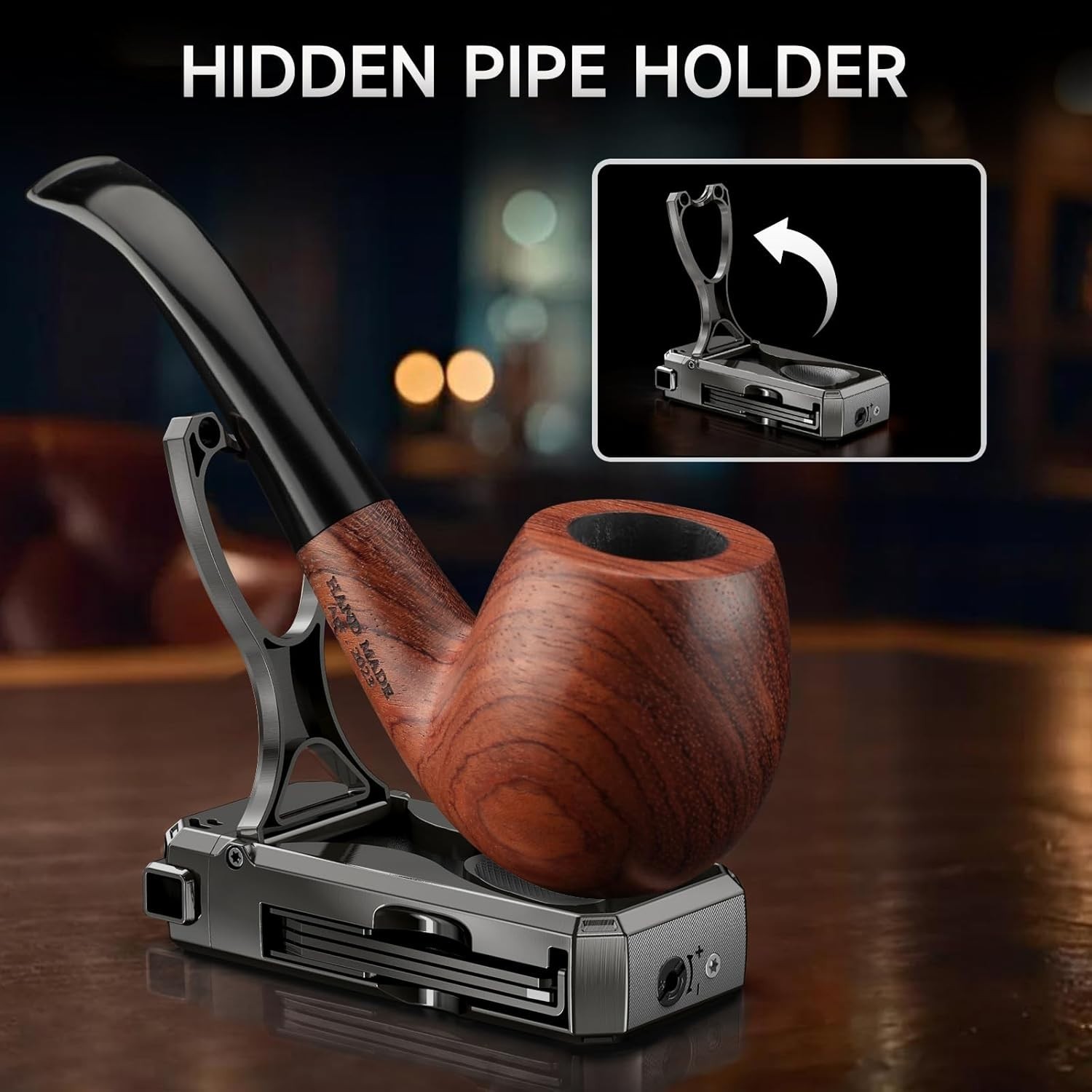 Pipe Lighter ，4 in 1 Soft Flame Lighter with Pipe Stand, 3 Collapsible Pipe....