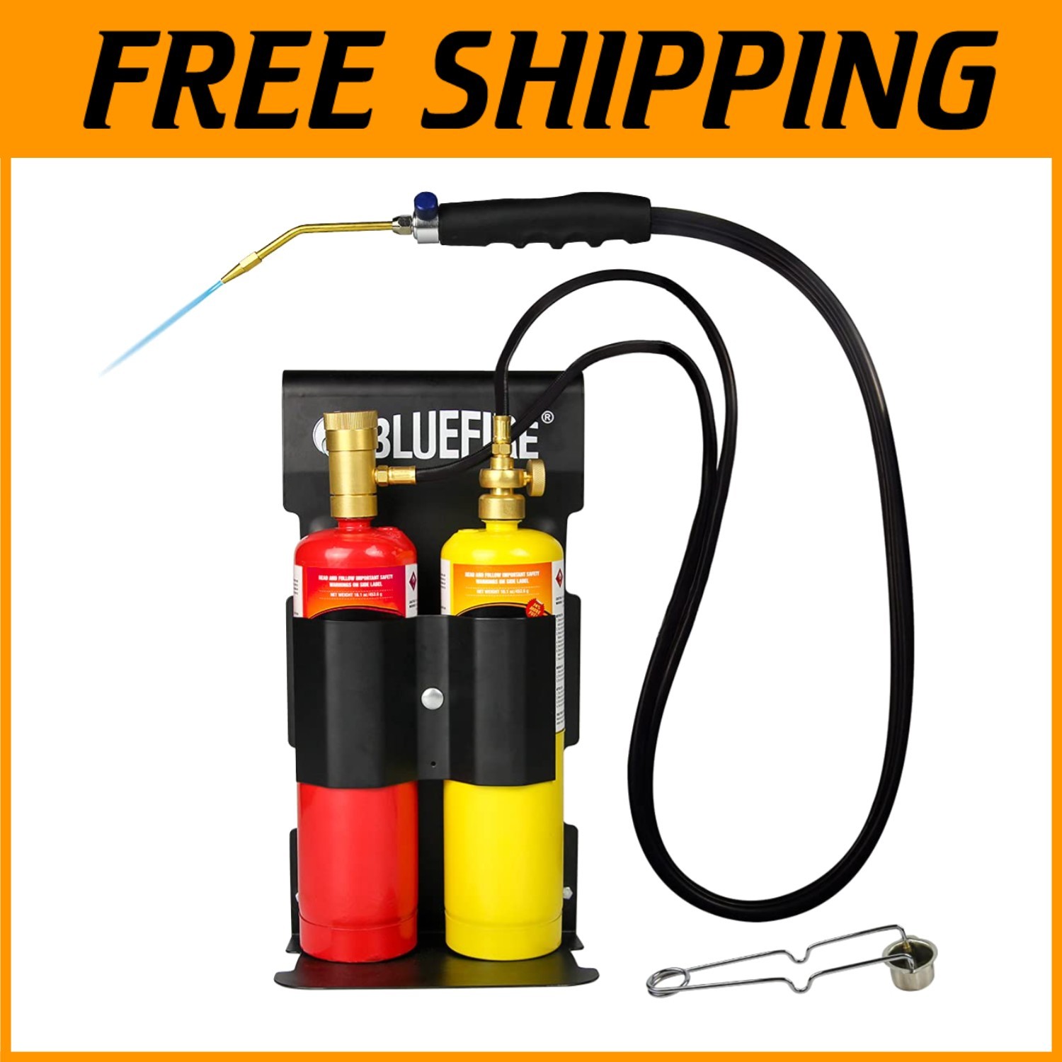 Cutting Torch Kit with Cylinder Holder Rack - Powerful Flame