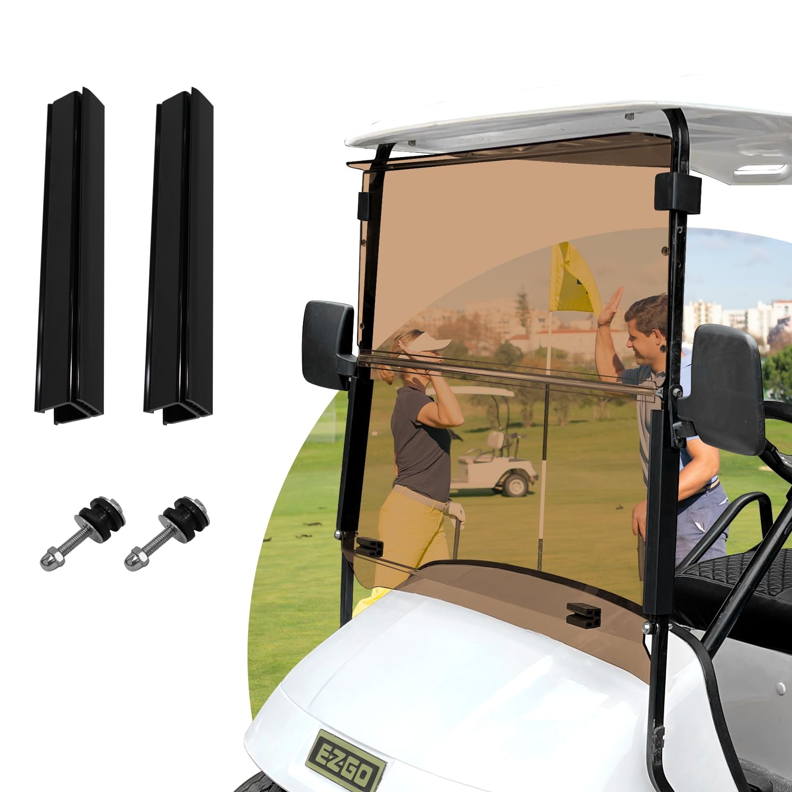 HANGKUNNEE EZGO TXT Windshield 2014+, Foldable Tinted, TXT-2013-UP(Tinted)