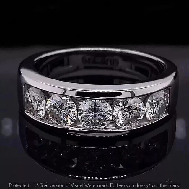 3Ct Round Cut Lab Created Diamond Men's Wedding Band Ring 14K White Gold Plated