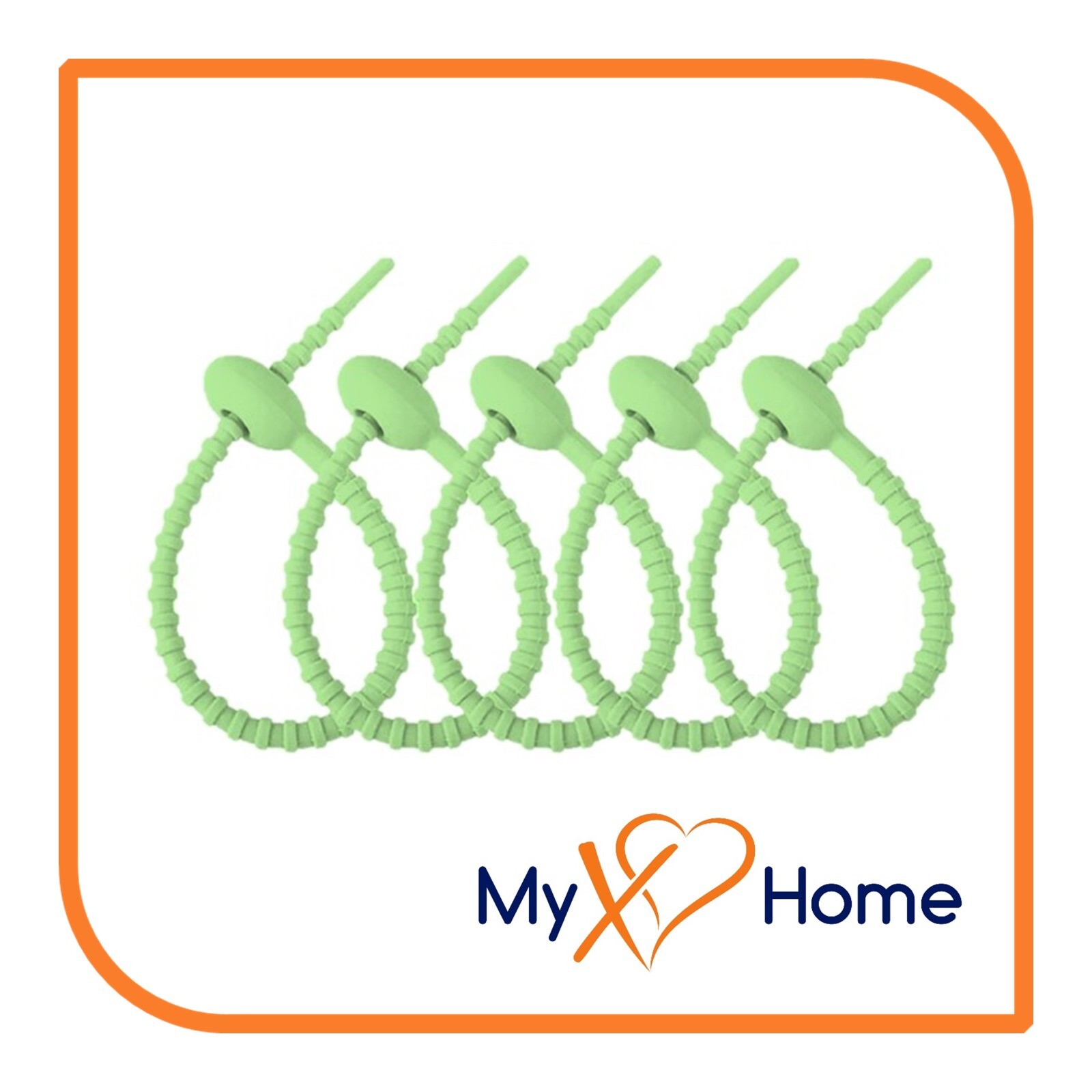 4-1/4" Green Reusable Silicone Ties, FDA Food Grade by MyXOHome (1 to 180 Ties)