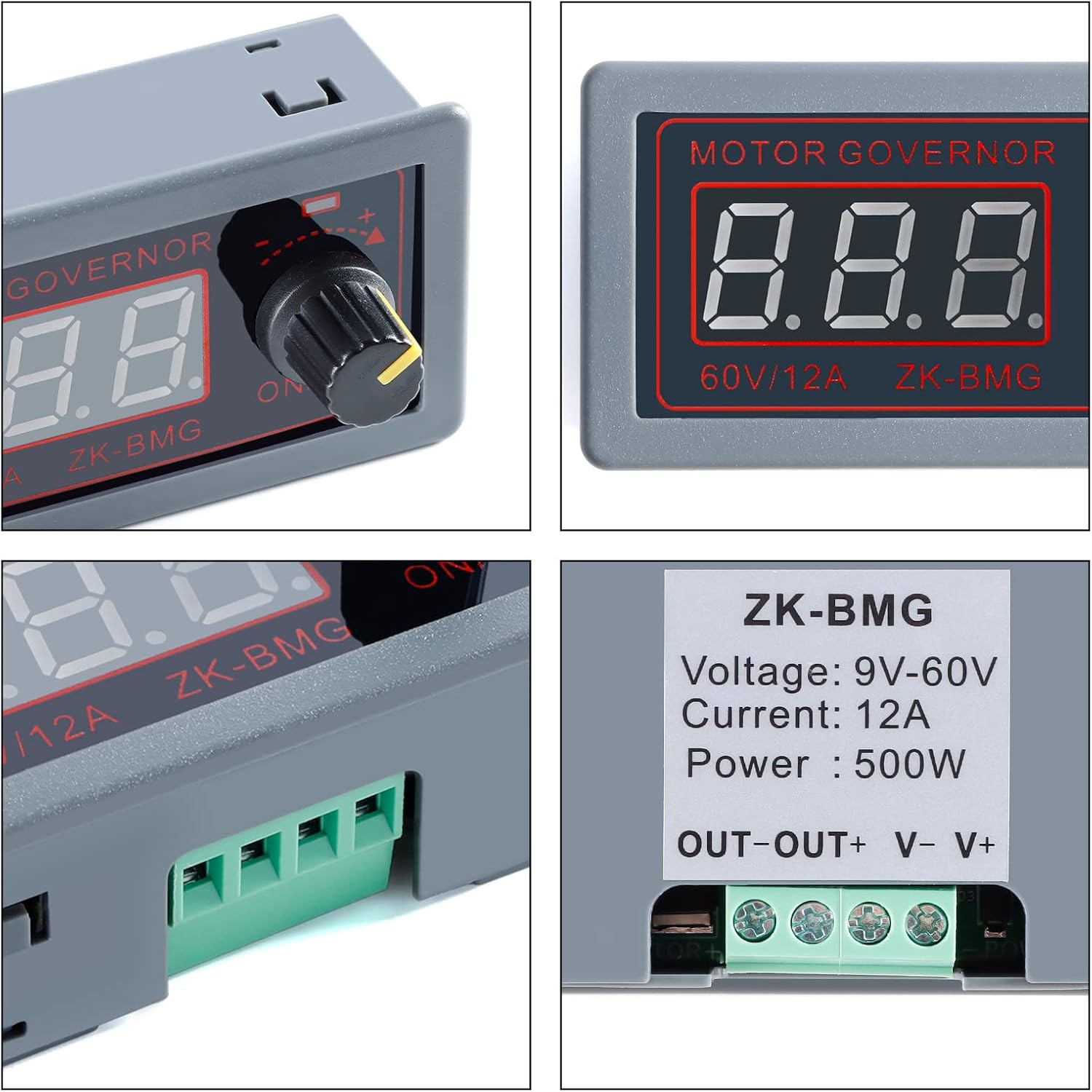 ZK-BMG DC Motor Speed Controller, DC Motor Controller 9V-60V/12A/500W DC Encoder