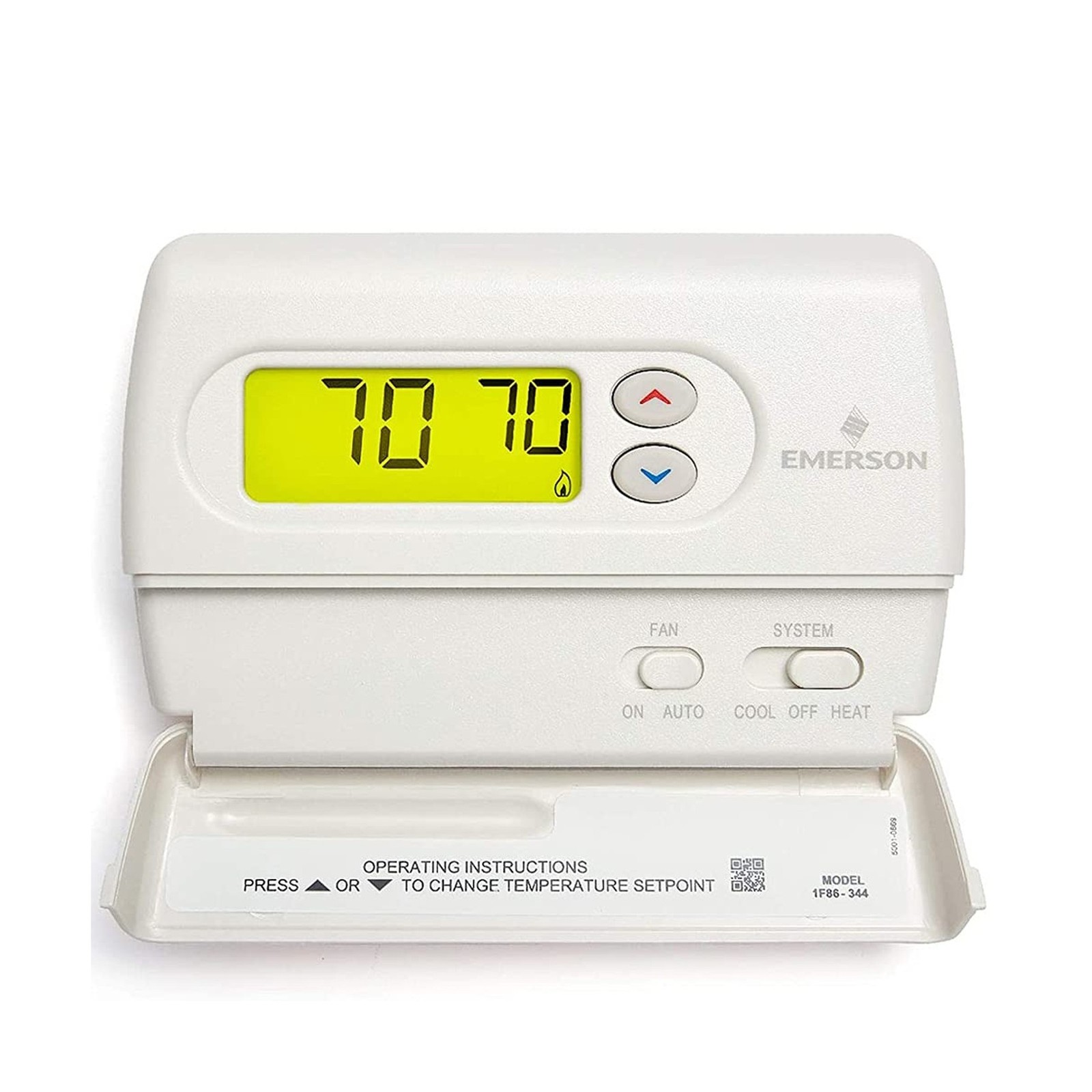 White-Rodgers Emerson 1F86-344 Non-Programmable Thermostat for Single-Stage S...