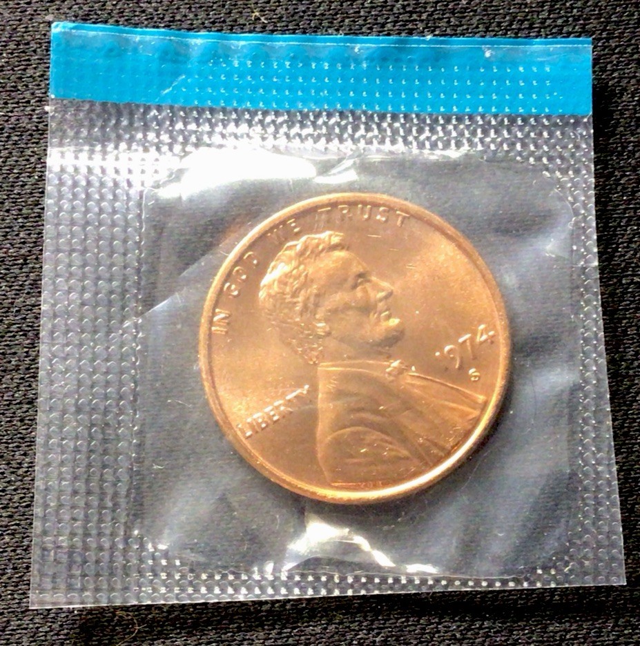 1974 S Lincoln Cent Still In Mint Cello! UNC! ENN Coins