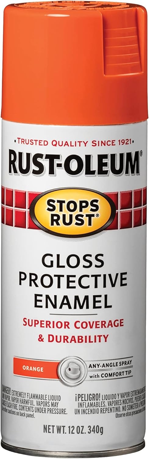 Rust-Oleum 214084 Stops Rust Spray Paint, 12 oz, Gloss Orange