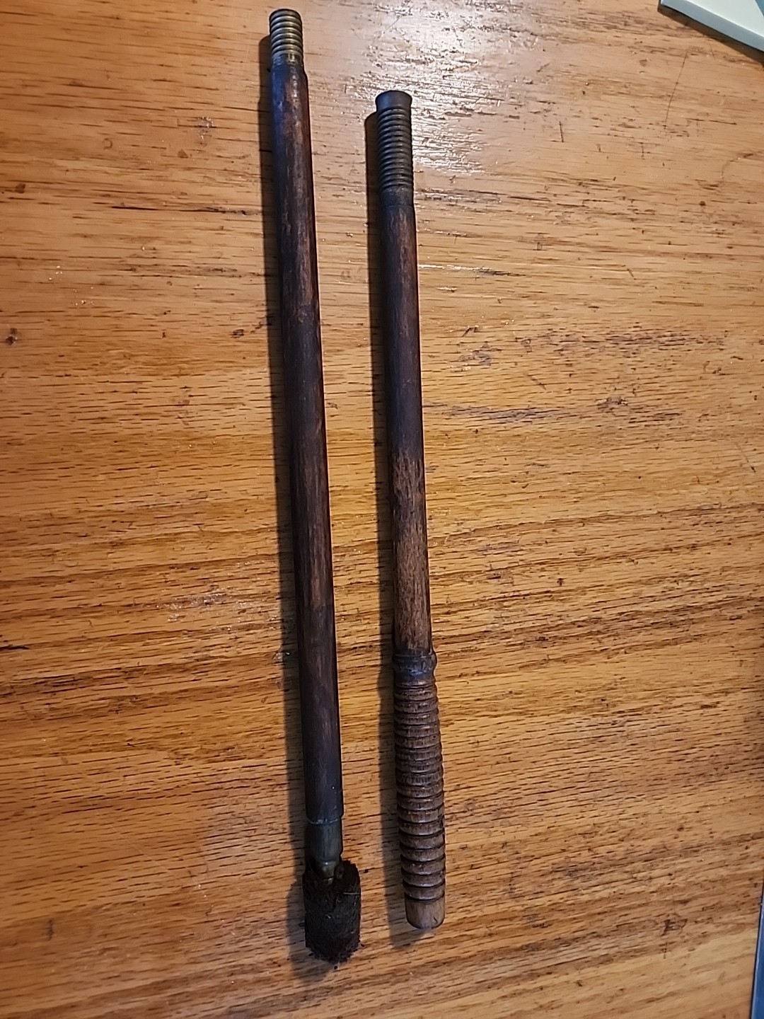 Vintage Wood 2 Piece Shotgun Cleaning Rod With Soft Tip, Brass couplings