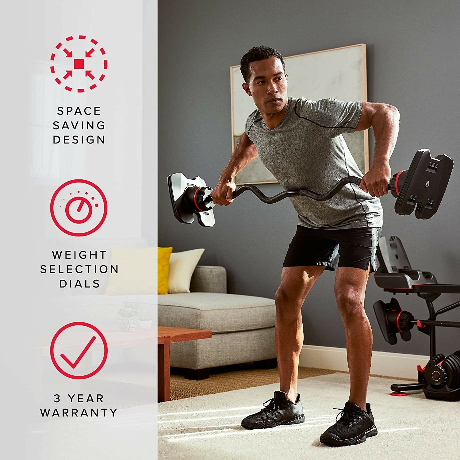 Bowflex Selecttech 2080 Barbell With Curl Bar Adjustable Brand New