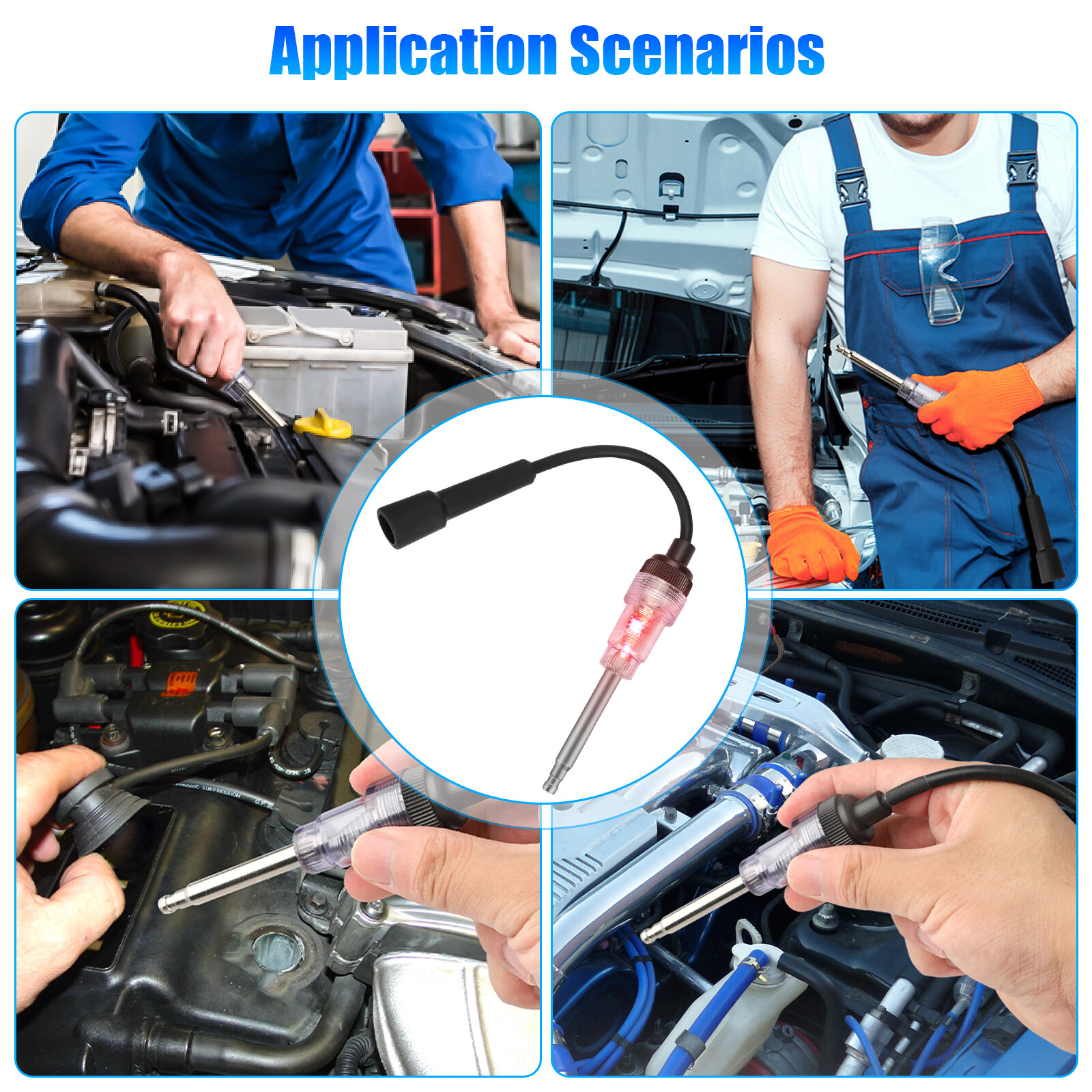 3PCS Spark Plug Tester Ignition System Coil Engine In Line Diagnostic Test Tool