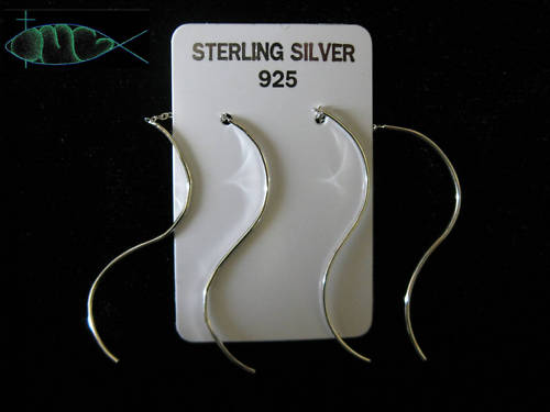 "Double-Dangle" Curves Ear Threads in SOLID 925 Sterling Silver - New!