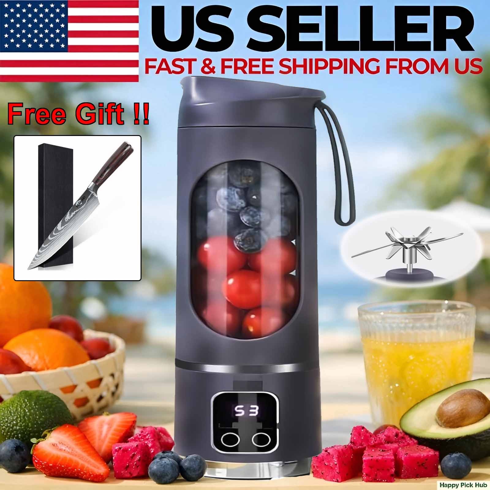 Portable Blender Juicer Machine Smoothie Maker Travel to Go Cup with Free Knife