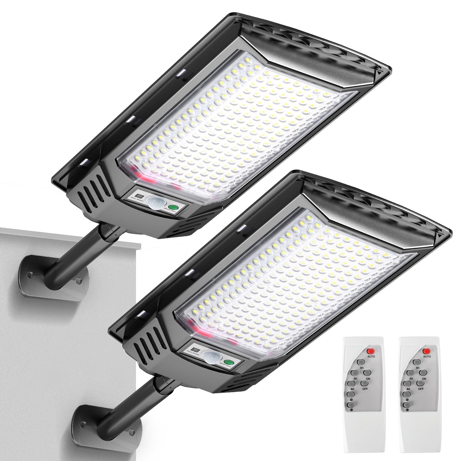 Solar Street Light, 2 Pack Wide-Angle LED Solar Flood Light with Motion Senso...