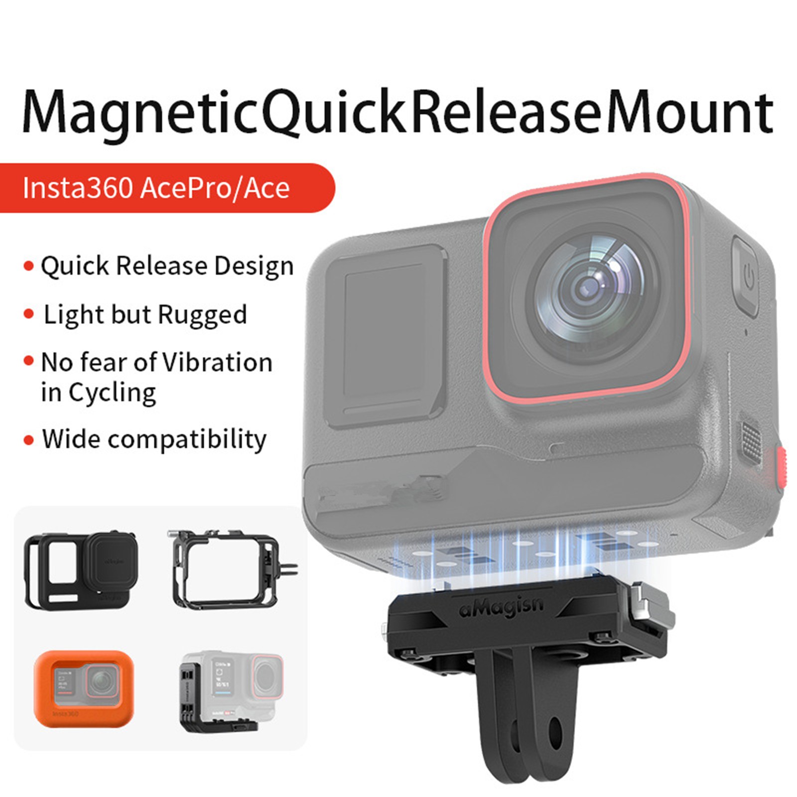 For Insta360 Ace Pro/Ace Magnetic Quick Release Base AABS+Metal Camera Base