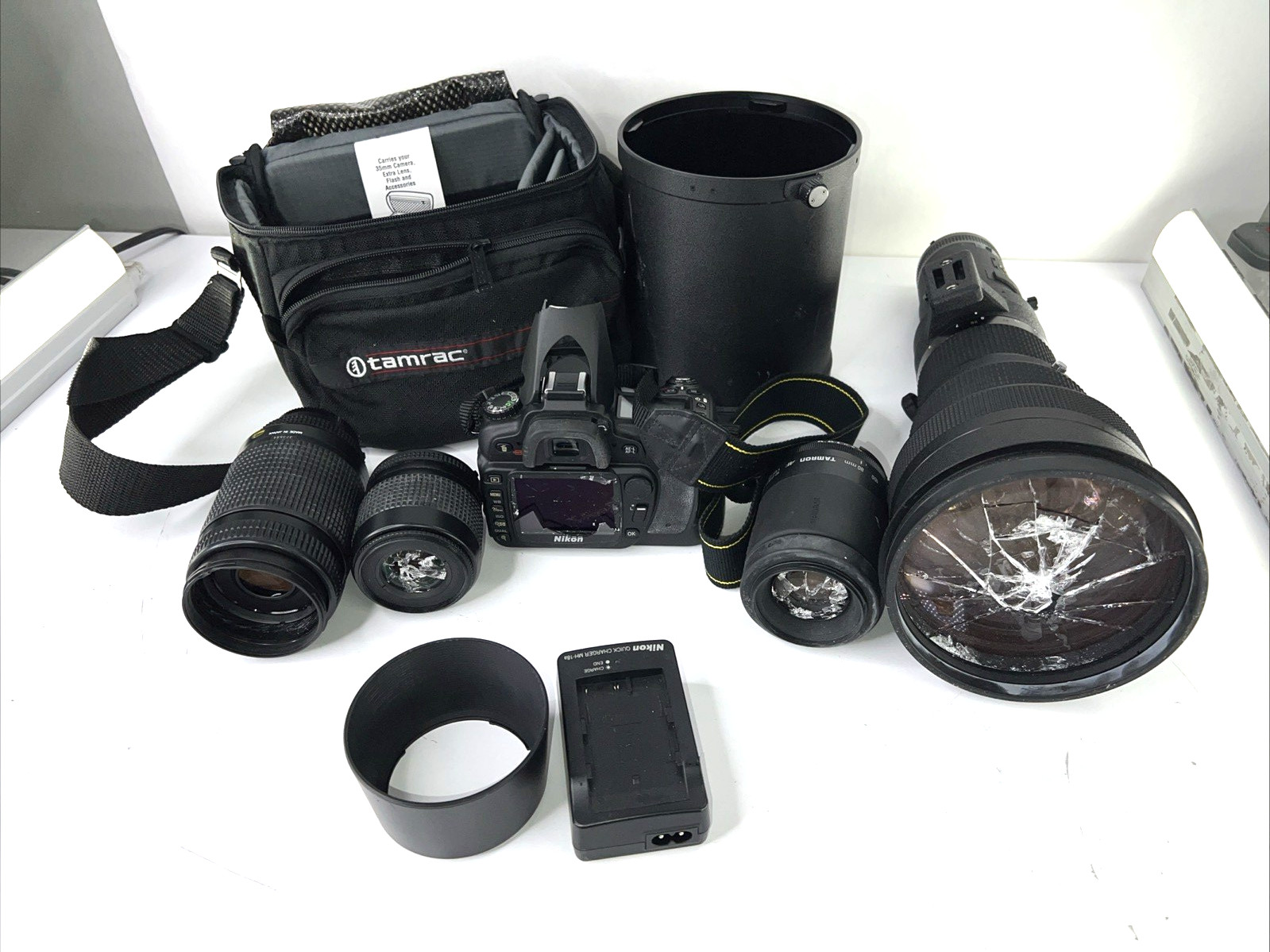 LOT Nikon D80 NIKKOR 500mm f/4 P 70-300 35-80 Tamron Lens Lot FOR PARTS READ